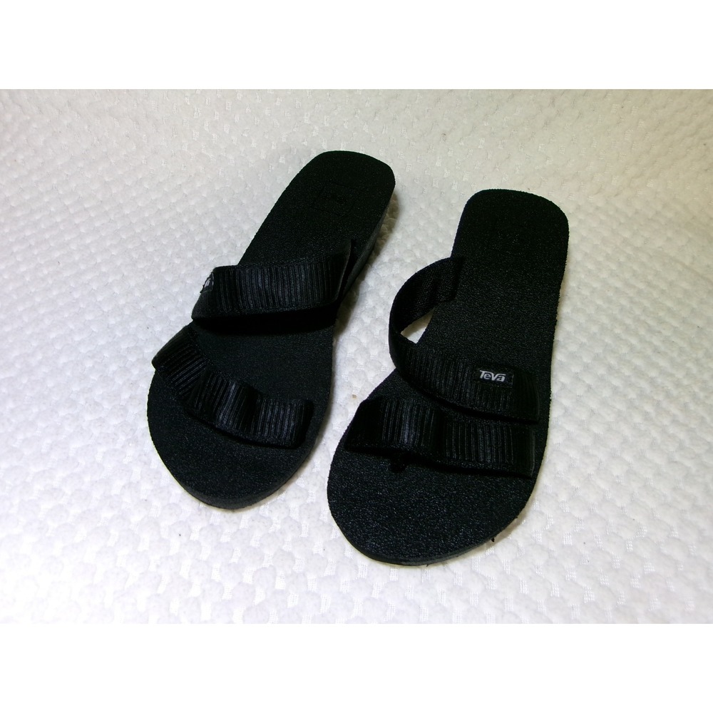 Teva Mush Mandalyn Wedge Ola 2 Black Platform Sandals 1015869 Womens 8